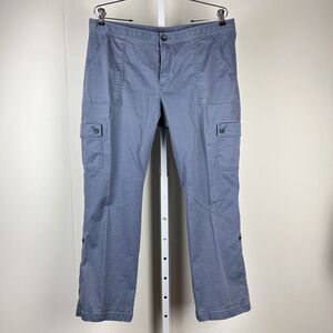 L.L. Bean Favorite Fit Cargo Pants Blue Gray Chino Womens 16 Petite